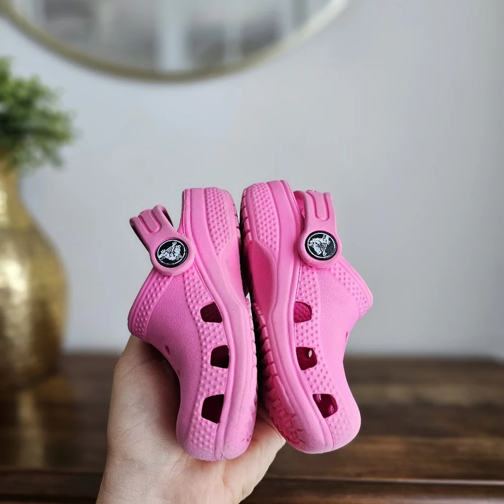 Iconic CROCS Comfort Classic Baby Clog Pink Lightweight Sandals Children C6